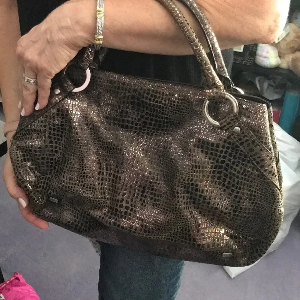 Hype Textured Metallic purple interior handbag